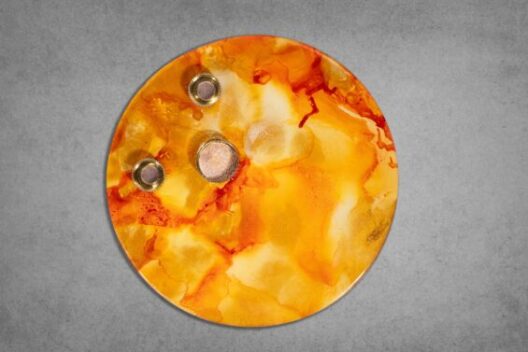 Alcohol ink and resin Prayer Trays with tealight holders.