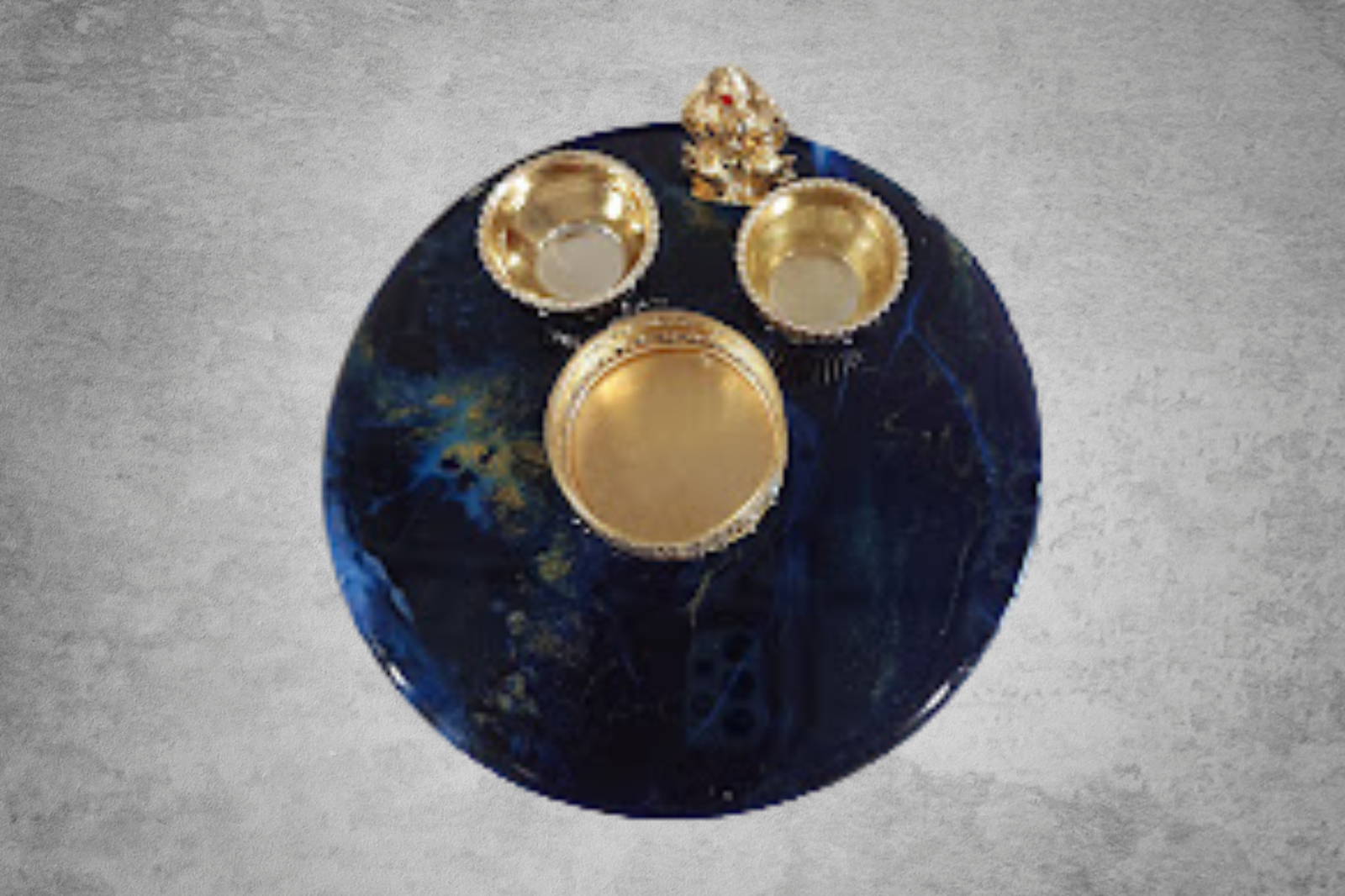 Blue Prayer Tray with Deity Tealight Holder and 2 Containers