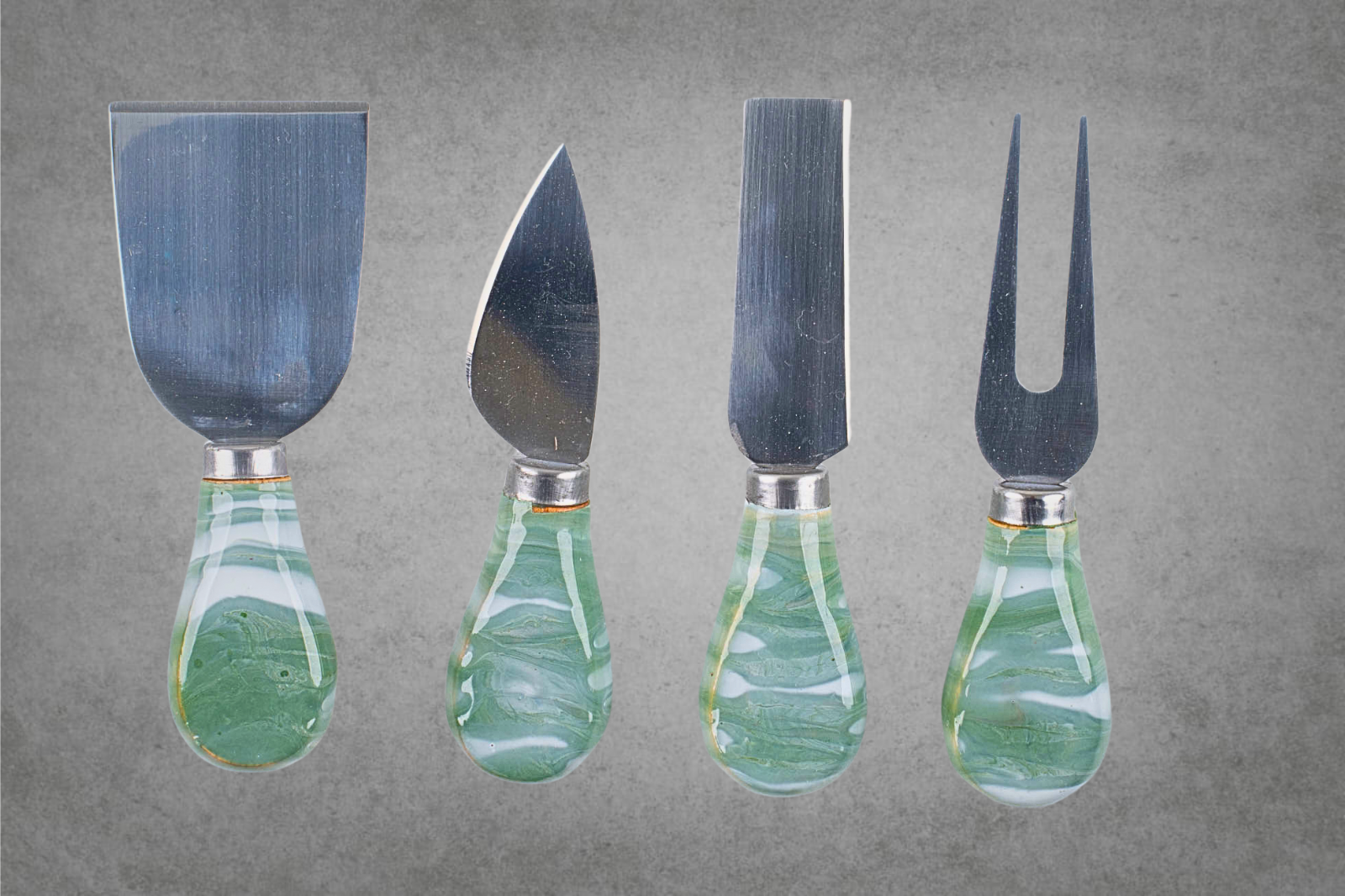Set of stainless steel cheese knives - Forestscapes