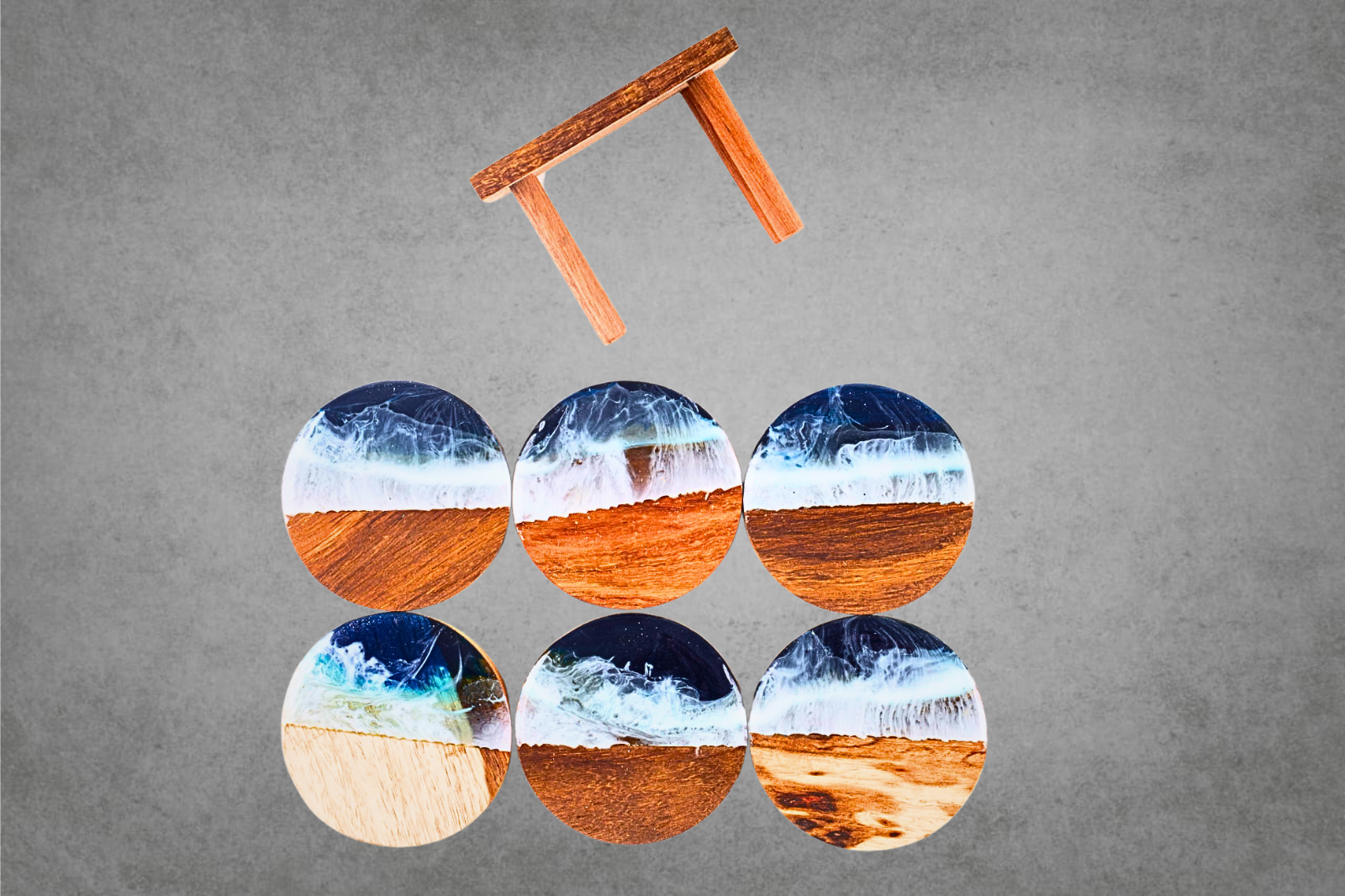 Seascapes Coaster Sets with holder - Round