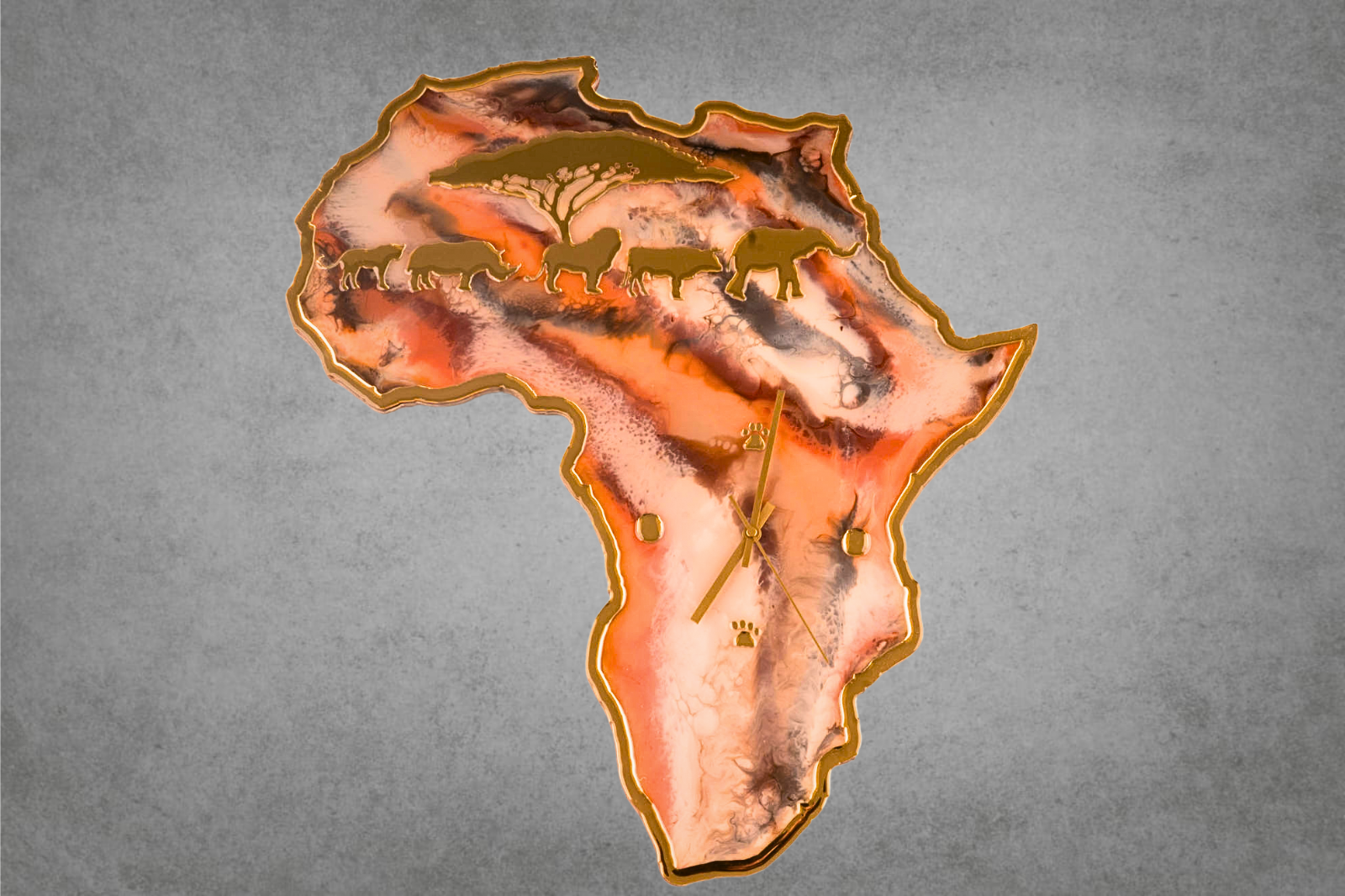 The Africa Resin Clock - Brown - Large